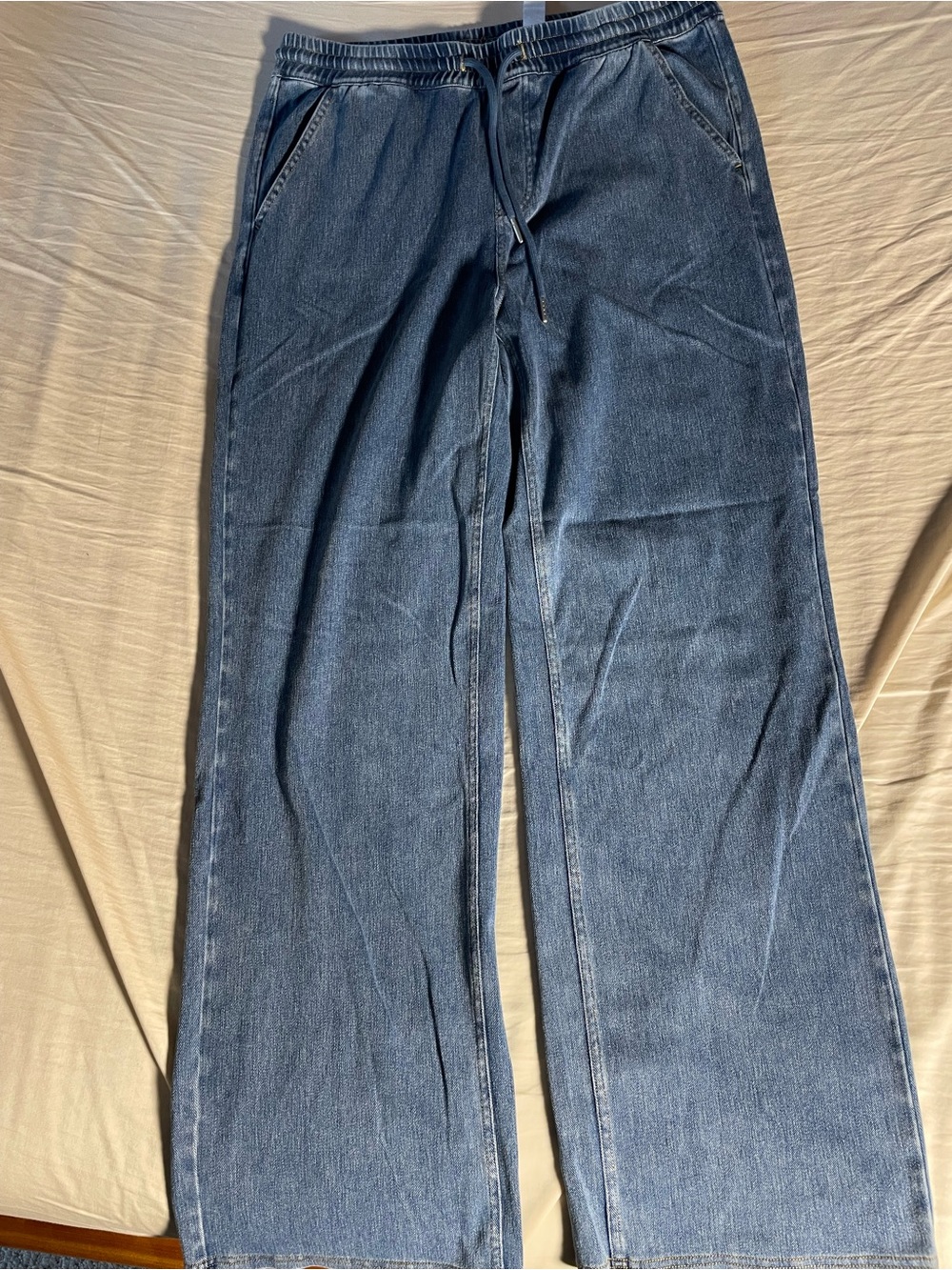 HALARA Dark Blue Wide-Leg Drawstring Jeans